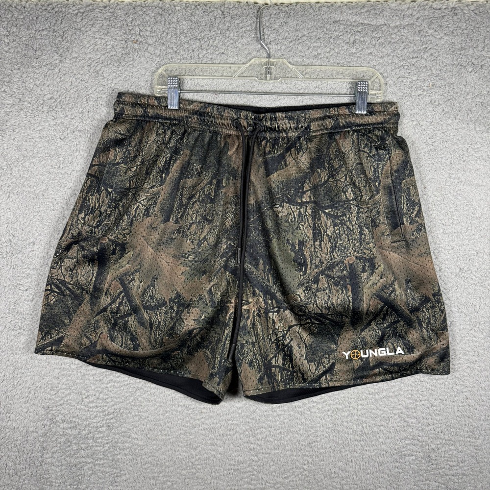 YoungLA Reversible Mesh Gym Shorts XXL Camo Black YLA3392 Model 1117 Mens